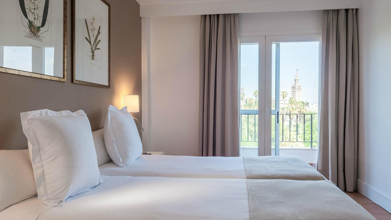 Dobbeltvrelse p Hotel Alcazar i Sevilla